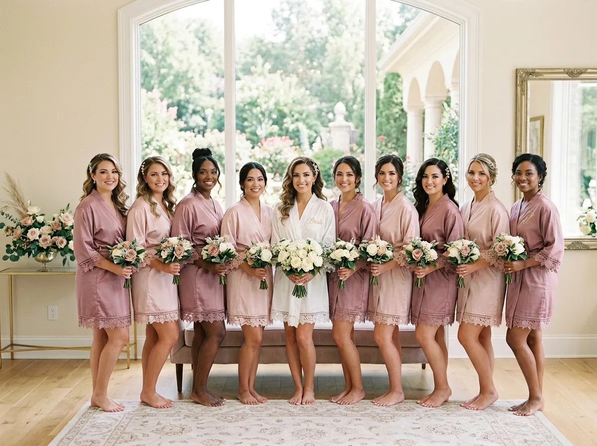 Bridal party with coordinated soft glam